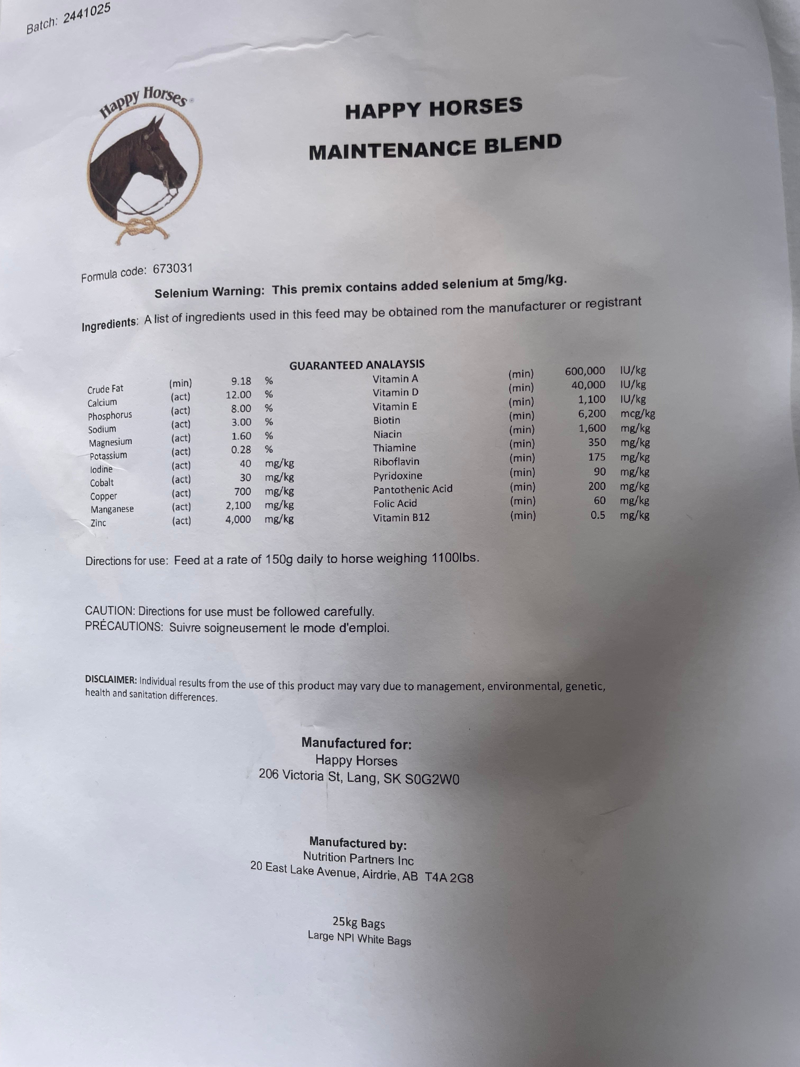 Happy Horses Maintenance Blend